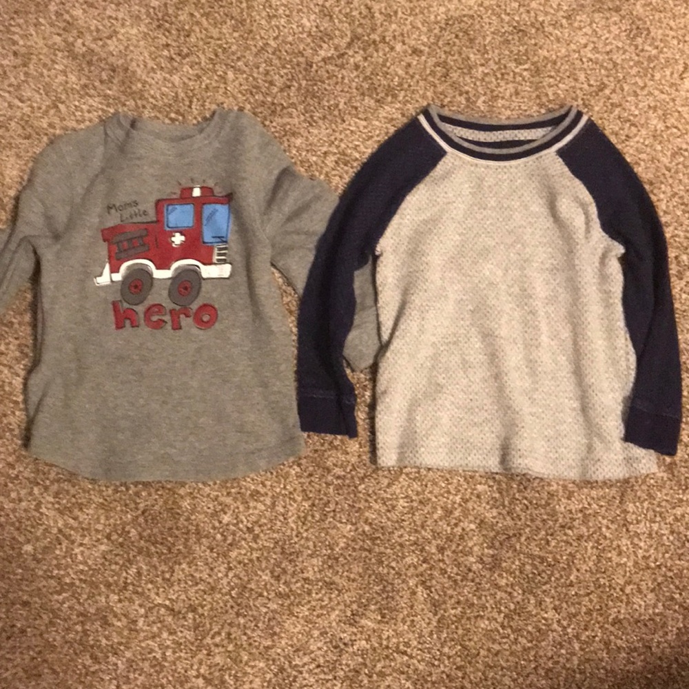 3T long sleeve fire truck and gray shirts